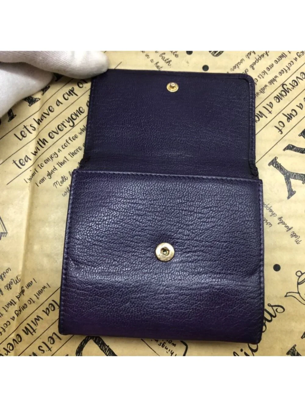 Chanel Trifold Wallet Compact CC Logo Lambskin Purple Card